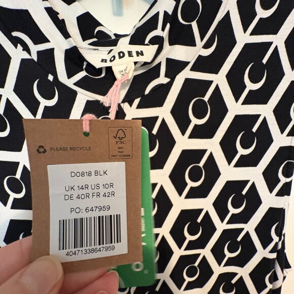 NWT Boden Geometric Pattern Jersey Dress, sz 10 - Picture 2 of 4